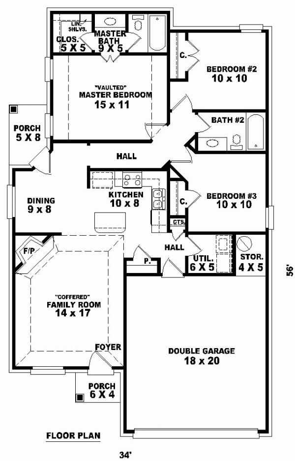 European Narrow Lot One-Story Level One of Plan 46406