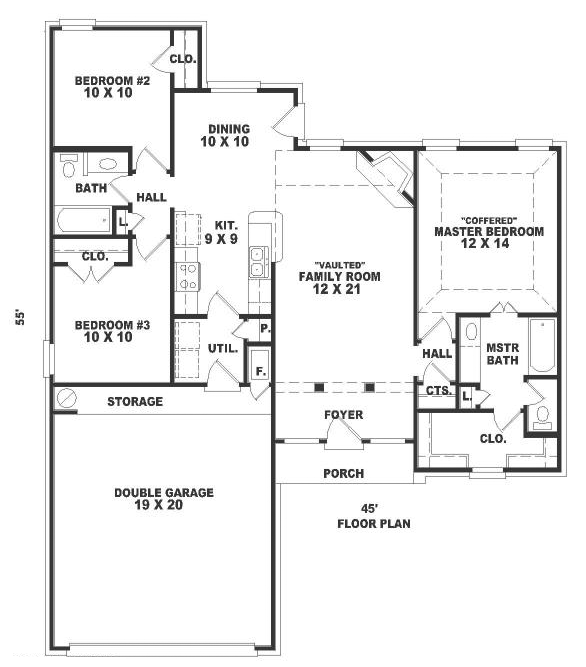One-Story Ranch Level One of Plan 46414