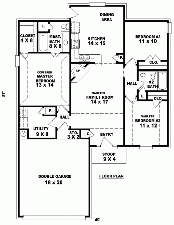 Narrow Lot One-Story Traditional Level One of Plan 46415