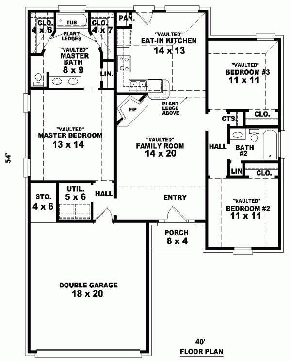 Narrow Lot One-Story Traditional Level One of Plan 46416