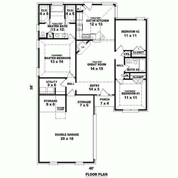 Narrow Lot One-Story Level One of Plan 46418