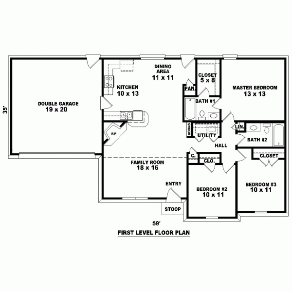 One-Story Level One of Plan 46420