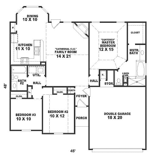 One-Story Traditional Level One of Plan 46429