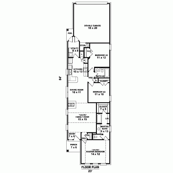 Narrow Lot One-Story Level One of Plan 46430