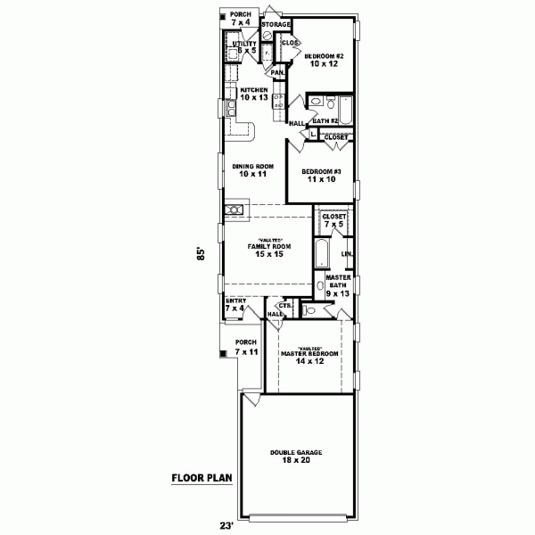 Narrow Lot One-Story Level One of Plan 46434