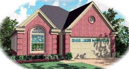 Narrow Lot One-Story Ranch Elevation of Plan 46437