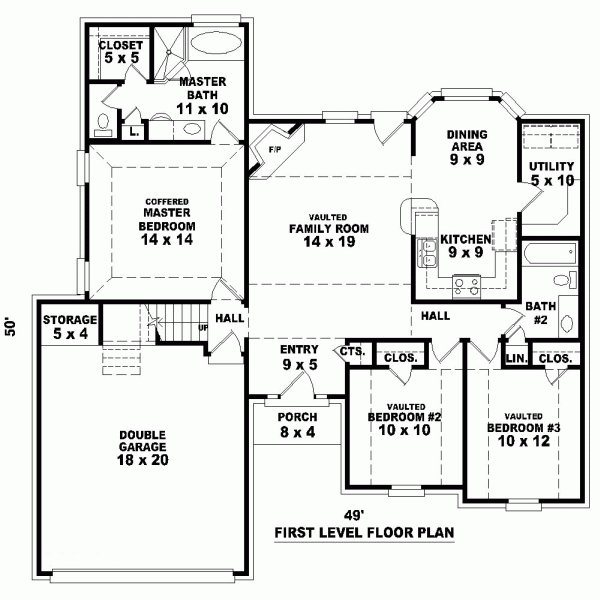 One-Story Level One of Plan 46440