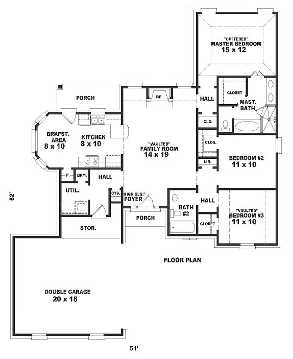 One-Story Ranch Level One of Plan 46442