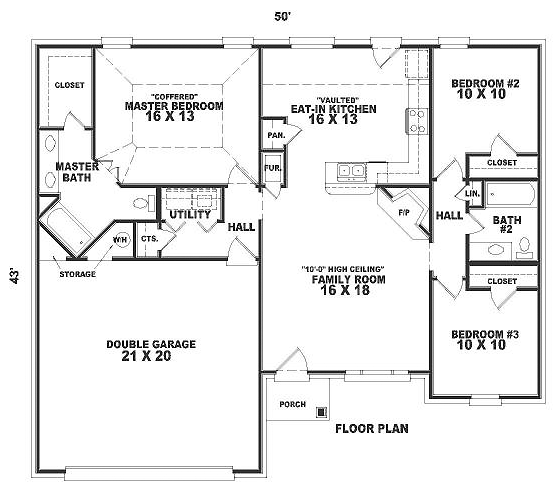 One-Story Level One of Plan 46445
