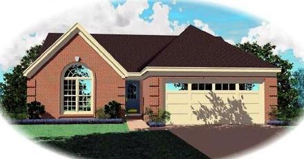 Narrow Lot One-Story Ranch Elevation of Plan 46453