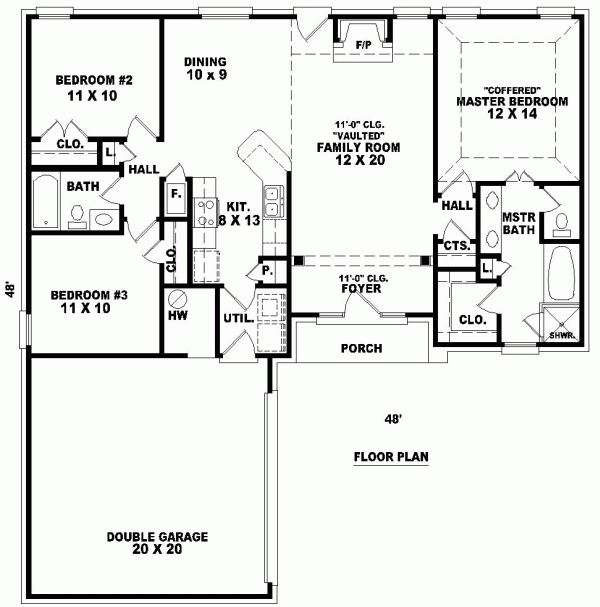 One-Story Traditional Level One of Plan 46454