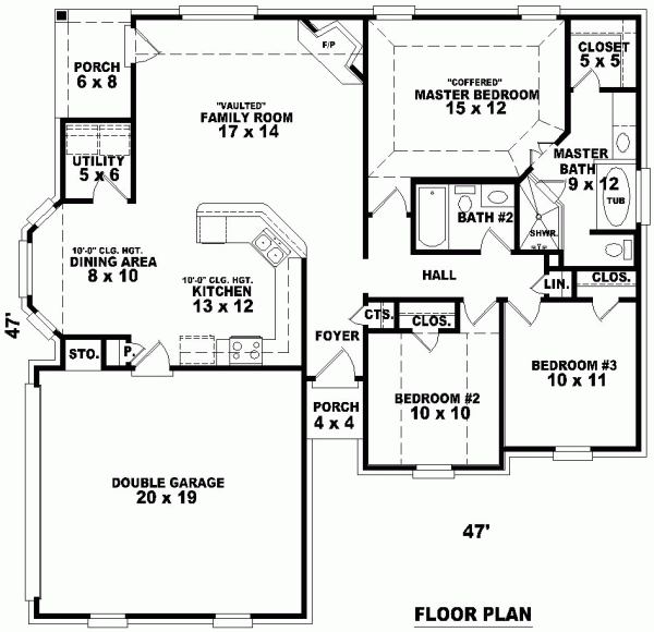 One-Story Traditional Level One of Plan 46458