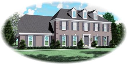Colonial Elevation of Plan 46464