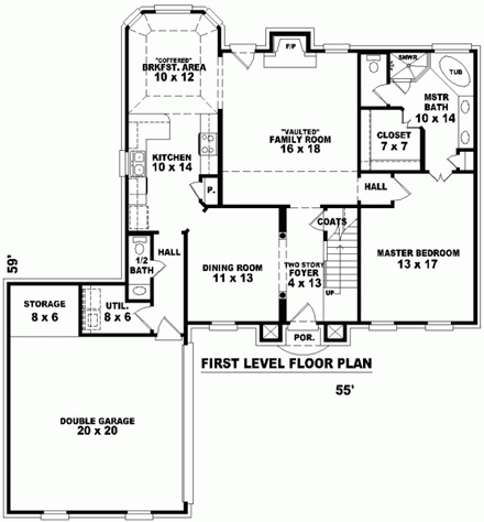 House Plan 46465 First Level Plan