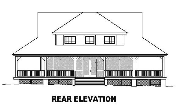 Country Rear Elevation of Plan 46479