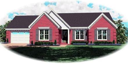 One-Story Ranch Elevation of Plan 46487