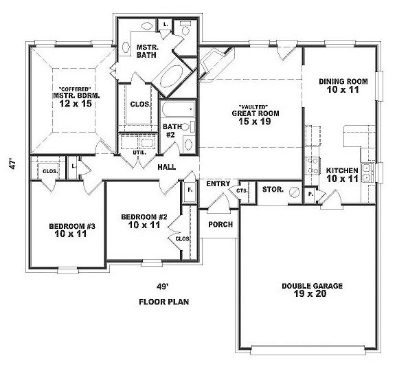 One-Story Southern Level One of Plan 46489