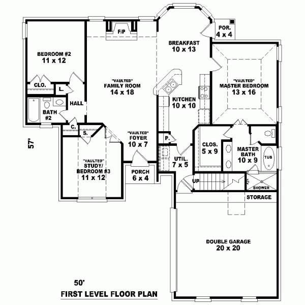 One-Story Level One of Plan 46490