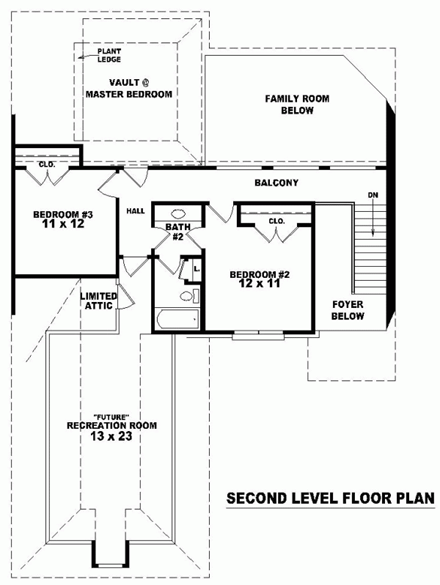 House Plan 46494 Second Level Plan