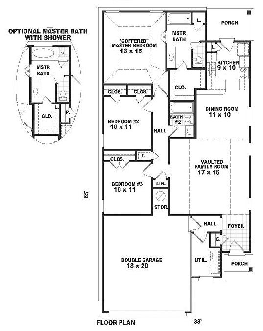 Narrow Lot One-Story Ranch Level One of Plan 46498