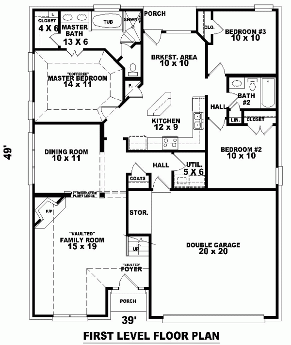 European One-Story Level One of Plan 46509