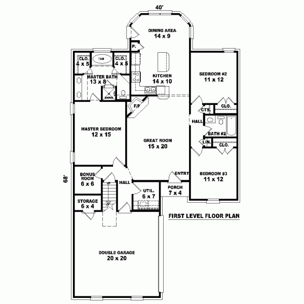 Narrow Lot Traditional Level One of Plan 46510