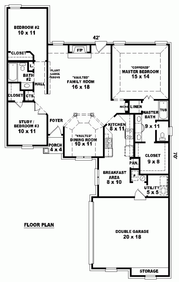 Florida One-Story Level One of Plan 46519