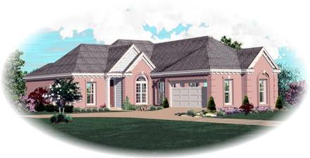 Florida One-Story Elevation of Plan 46519