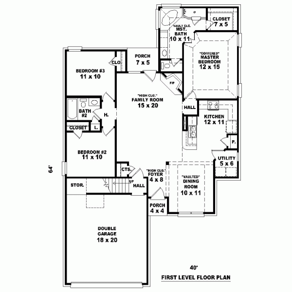 Narrow Lot One-Story Level One of Plan 46520