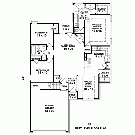 House Plan 46520 First Level Plan