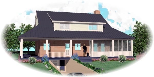 Cape Cod Rear Elevation of Plan 46523