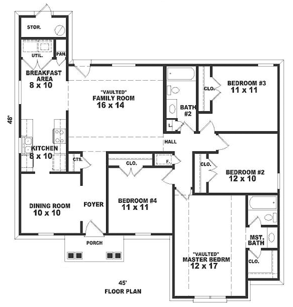 One-Story Ranch Level One of Plan 46525
