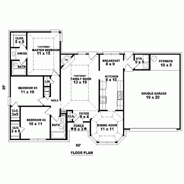 One-Story Ranch Level One of Plan 46530