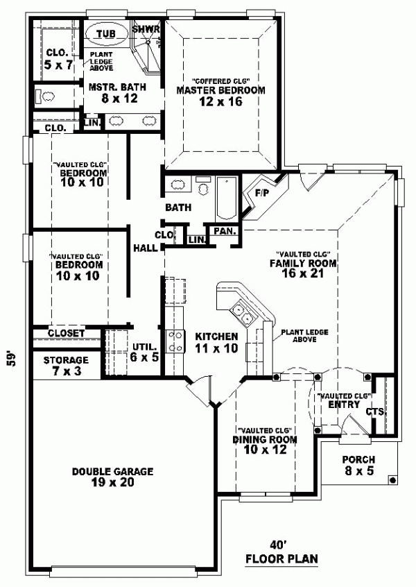 Narrow Lot One-Story Traditional Level One of Plan 46533