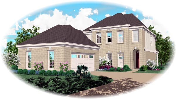 Plan 46536 | European, Narrow Lot House with 3 Bed, 3 Bath, 2 Car