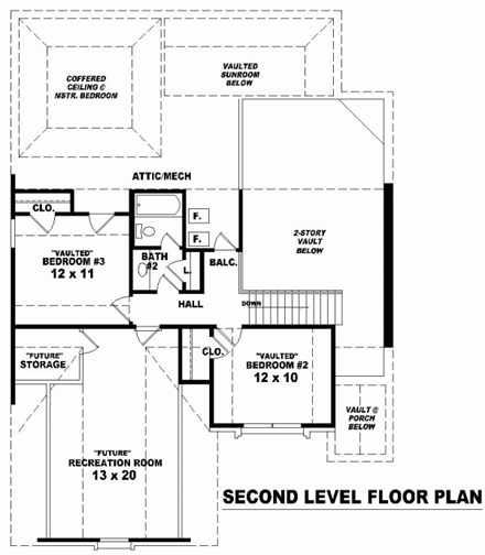 House Plan 46542 Second Level Plan
