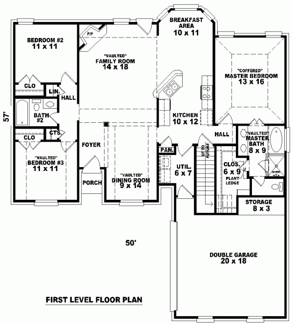 One-Story Traditional Level One of Plan 46545