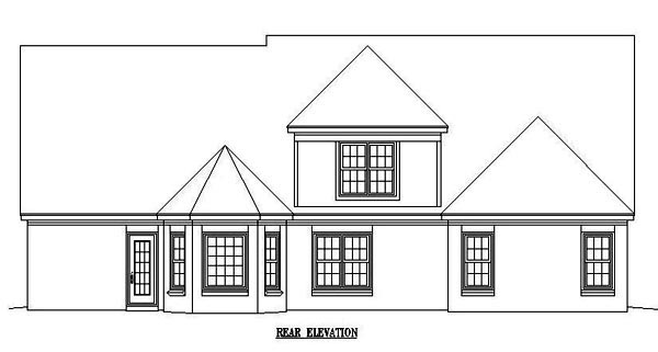 Colonial Rear Elevation of Plan 46552