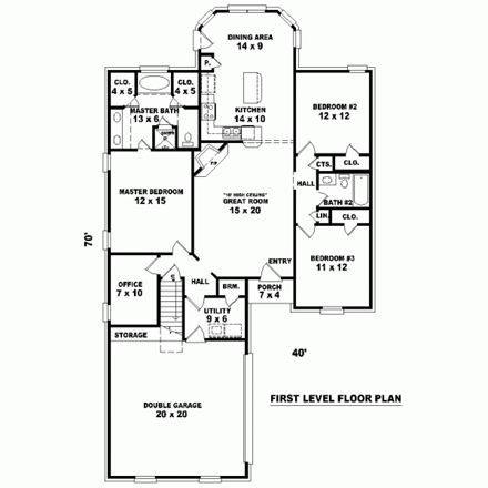House Plan 46556 First Level Plan