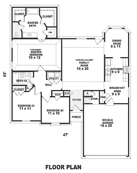 One-Story Traditional Level One of Plan 46557