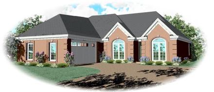 European One-Story Elevation of Plan 46564