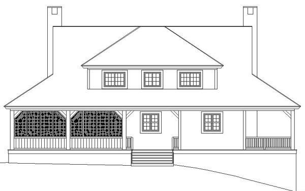 Country Rear Elevation of Plan 46571