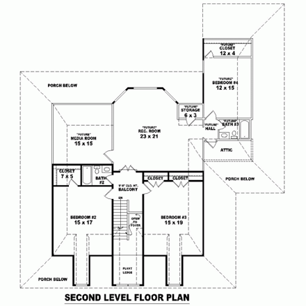 House Plan 46579 Second Level Plan