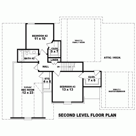 House Plan 46580 Second Level Plan