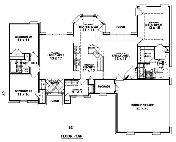 One-Story Traditional Level One of Plan 46581
