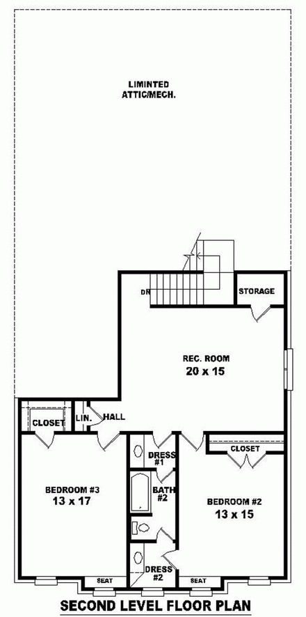 House Plan 46584 Second Level Plan