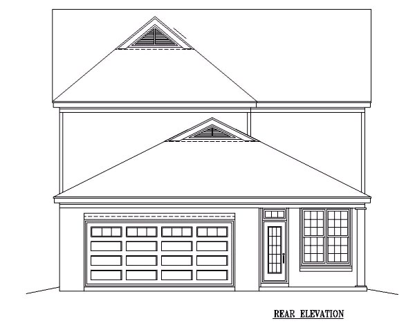 European Narrow Lot Rear Elevation of Plan 46584