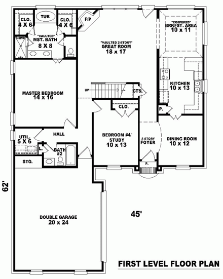 House Plan 46587 First Level Plan