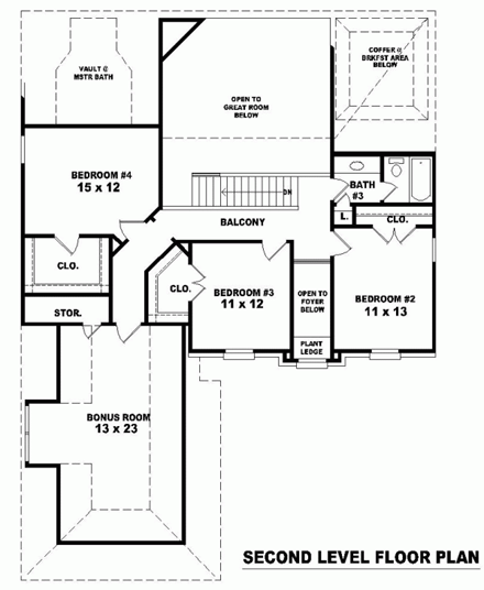 House Plan 46587 Second Level Plan