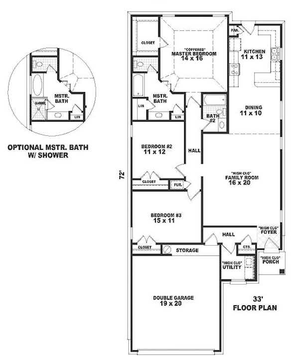 Narrow Lot One-Story Traditional Level One of Plan 46588